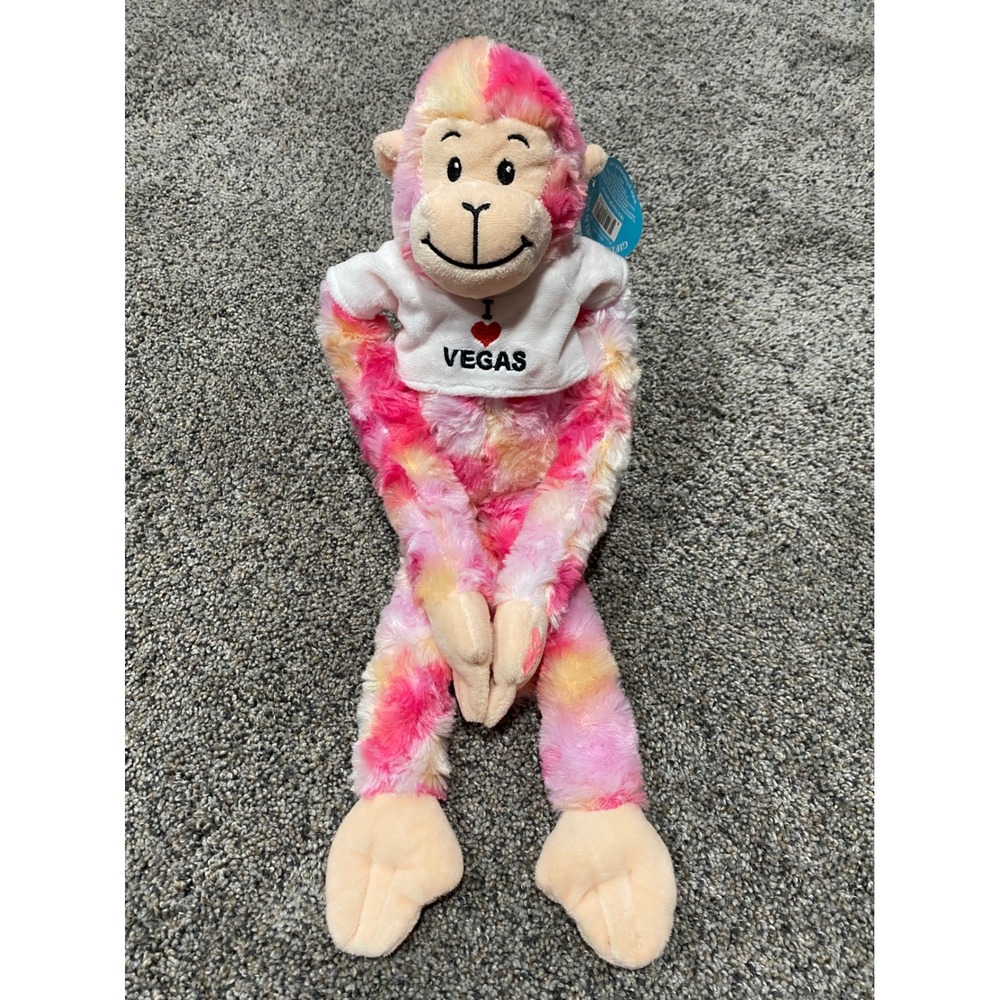 Giftable World Long Arm Monkey Plush Kids 18in Pink Good I Heart‎ Vegas Tie Dye